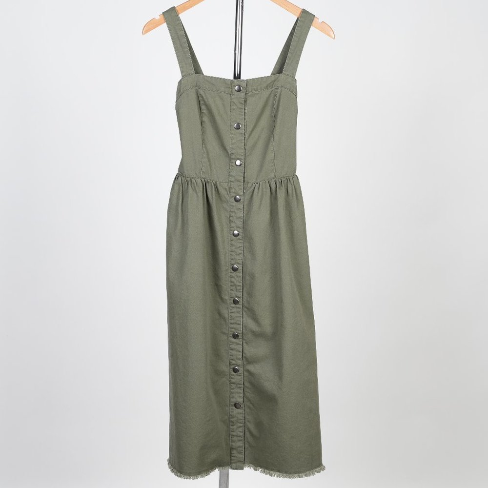 Mo: Vint Denim Jumper Skirt In Olive Size US S